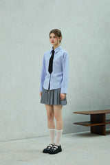 LOWELL SLIM FIT STRIPE SHIRRLING SHIRT / SKY BLUE