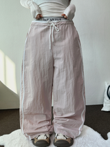 LOW-RISE NYLON TRACK WIDE PANTS 🖤🤎🩷💙4COLOR