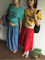 Mori denim long skirt (1color)