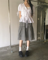 Etch Puff Ribbon Pintuck Blouse