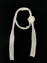 Rose pin + knit scarf