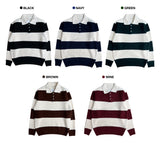 [UNISEX] Take Hachi Dangara Striped Collar Neck Long Sleeve Knit (5 colors)