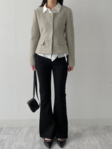 Blossom Square Neck Tweed Short Jacket