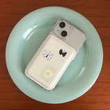 フラワーズアンドバタフライホワイトレザーカードウォレットセット