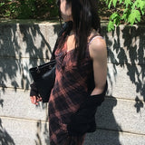 クレイレチェックスリムフィットバストビスチェスリーブレスドレス 1 カラー