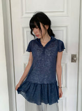 Vail Cap Sleeves Frill Shirring Layered Snap Hood One Piece