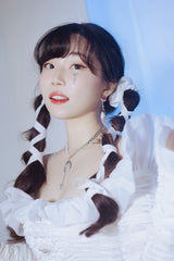ハートジュエルロングドロップピアス-ローズピンク