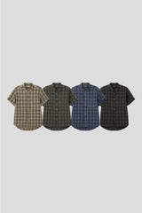LMN Essential Roll-Up Checkered Short-Sleeved Shirt (4 colors)