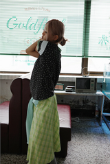 チェックタイスカート (yellowish green)