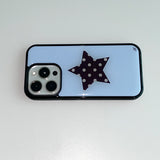 [MADE]ポルカスターフォンケースブルー (epoxy black bumper)