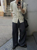 Mona two-tuck wide D-ring slacks