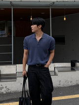 Robe skash collar short-sleeved knitwear