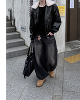Dot heavy brushed balloon denim pants