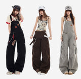 Multi Pocket Cargo Wide Leg Overall Pants