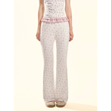 [GirlyFancyClub] Charming Floral* Comfortable Brushed Micro-Floral Long Pants for Outdoor and Home Wear