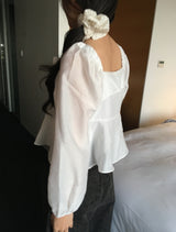 [New spring 🔥🌸/Recommendation for Guest Look] Silaven Square Neck Shoulder Puff Frill Ribbon Strap Blouse 4 Colors Formal Look/ Sweet Girl Look