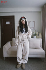 Napping Thick Soft Hooded Zip-Up Set