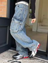 [Unisex] Fringe cargo denim pants(3color)