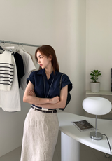 [1,000 Sold] ItU パステルロールアップキャップスリーブ半袖シャツ / 5 Colors