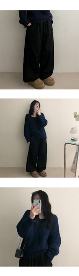 レインサイドピンタックコットンワイドパンツ