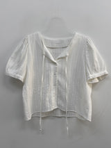 Lace Strap Short Sleeve Blouse