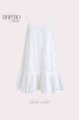 Punching Daisy White Sleeveless Dress 