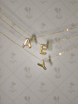 チャビーイニシャルネックレス (7 Letters, Gold)
