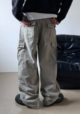 Grayish wide cargo pants