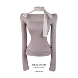 Soft Halter Scarf Top (3color)