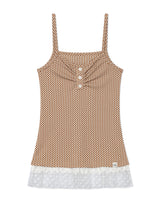 チェッカード レース スリーブレス(BROWN)