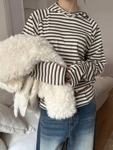 [Unisex]Stripe inner hood long sleeves(3color)