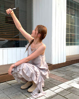 evelyn ruffle long dress