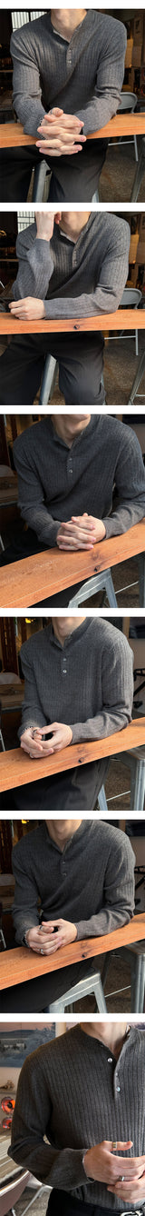[MUSCLE FIT] Golgi muscle fit henry neck knit(4color)