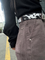 ユニセックスカミヤビンテージスターリベットワイドデニムパンツ
