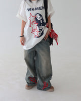 Funky Star Oversized Fit Boxy Short Sleeve T-shirt