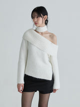 Muffler symbol knit set (White)