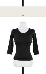 [ md pick / basic ] adore v glam shirring 3/4 sleeve top