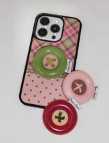 【MagSafe】ビンテージパッチケース_ピンクオリーブ