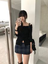 レースオフショルダーTシャツ(3 colors)