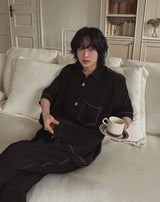 Maro stitch pleated pants