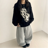 Terry Fleece side pin tuck incision string wide pants