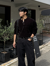 Dique velvet henley-neck round knitwear