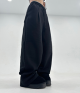 (SIZE OPTION♥/FLEECE🔥) プリーツメイドトレーニングエラスティックウエストロングパンツ
