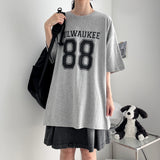 88 レタリングボクシーフィットショートスリーブTシャツ(3 colors) H&L