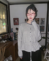 (3color) Ribbon Border Hairy Knit Cardigan
