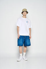 25SS ワイドベーシックデニムショートパンツ ブルー