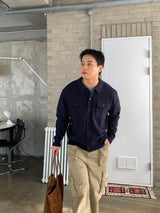 Two-pocket collar cardigan