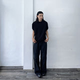 Mock Neck Waffle Knit Tee