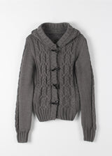 TOGGLE HOOD KNIT CARDIGAN