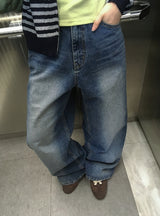 Bahiu Washing Wide Denim Pants
